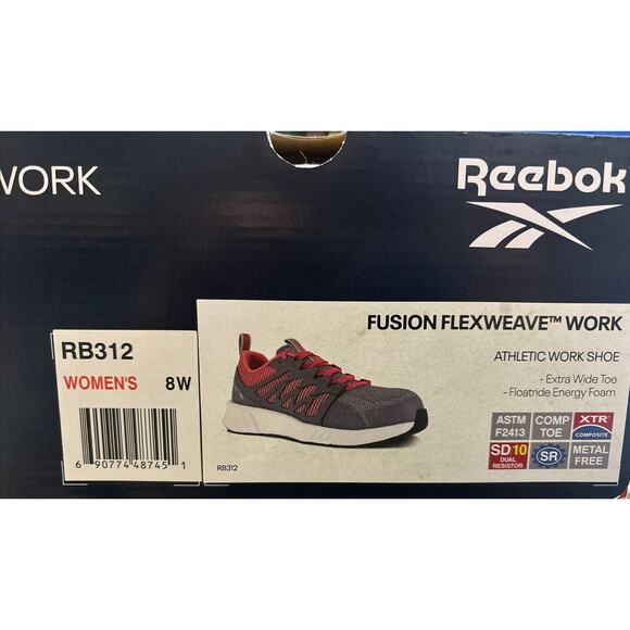 Reebok Fusion Flex Athletic Work Shoe Weave Gray‎ Womens Size 8 Wide NEW 2436 - Picture 5 of 5
